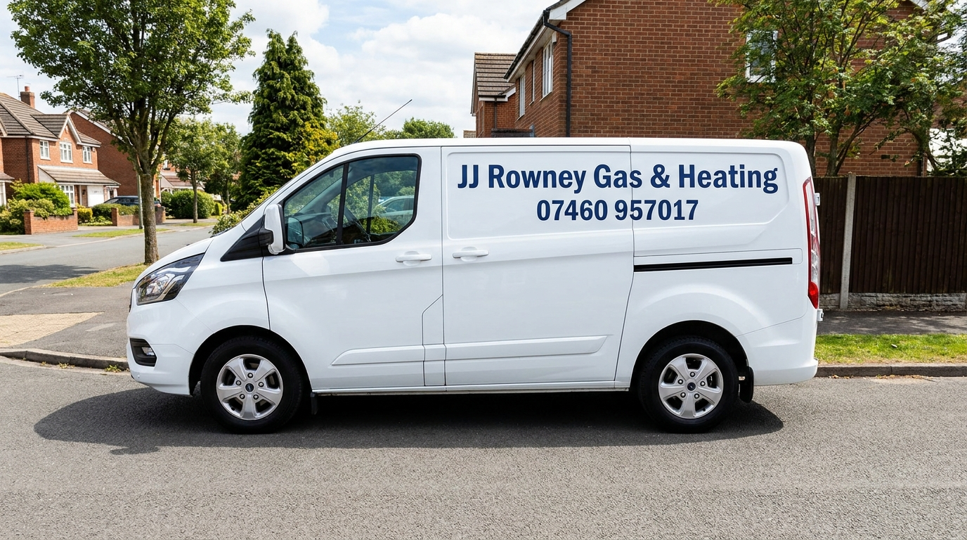JJ Rowney Gas and Heating Engineers branded work van